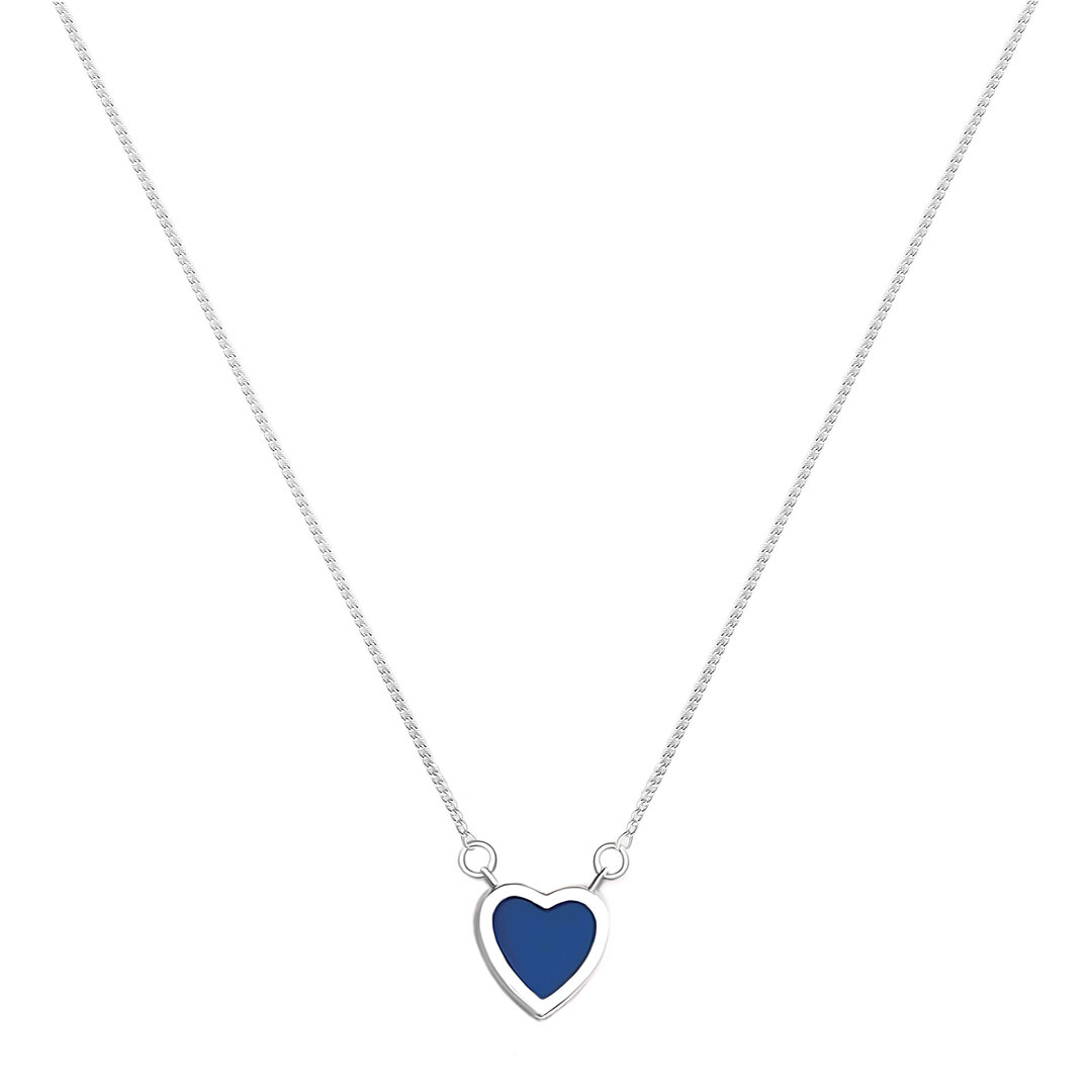 Collar Amalgama corazón azul en plata
