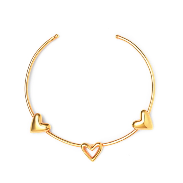 Choker 3 latidos - plata con baño de oro