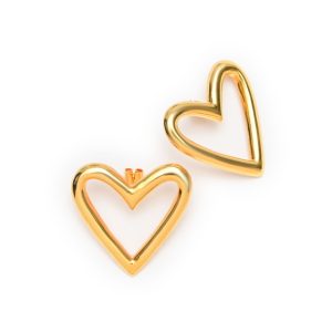 Zarcillos Latido corazón irdia - maxi plata con baño de oro