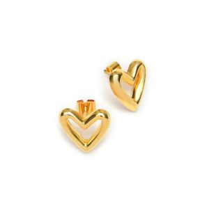 Zarcillos Latido corazón irdia - midi plata con baño de oro