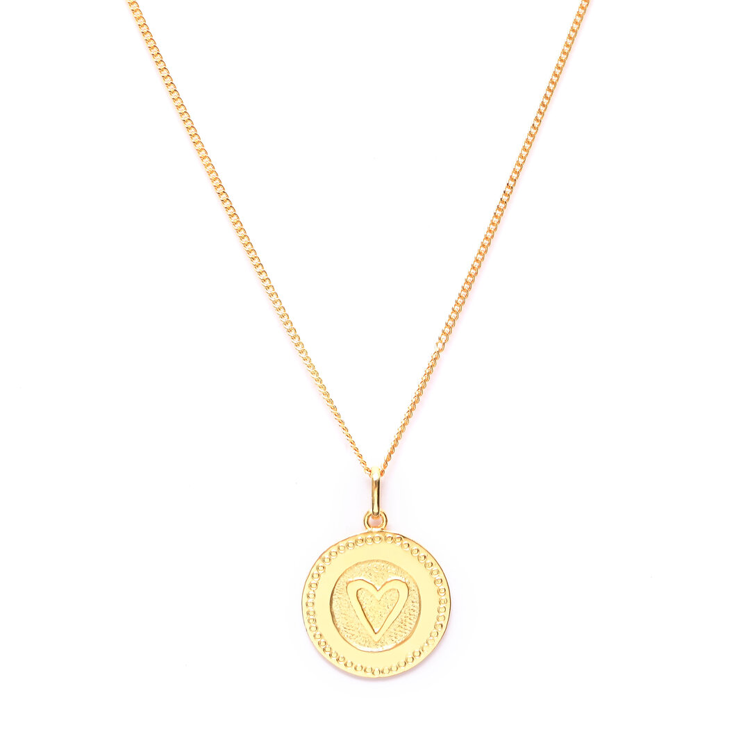 Collar Medalla 2.2cm - plata con baño de oro