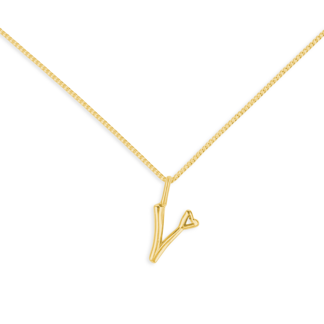 Collar Letra - 1cm plata con baño de oro