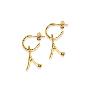 Argollas Letra - 1cm plata con baño de oro