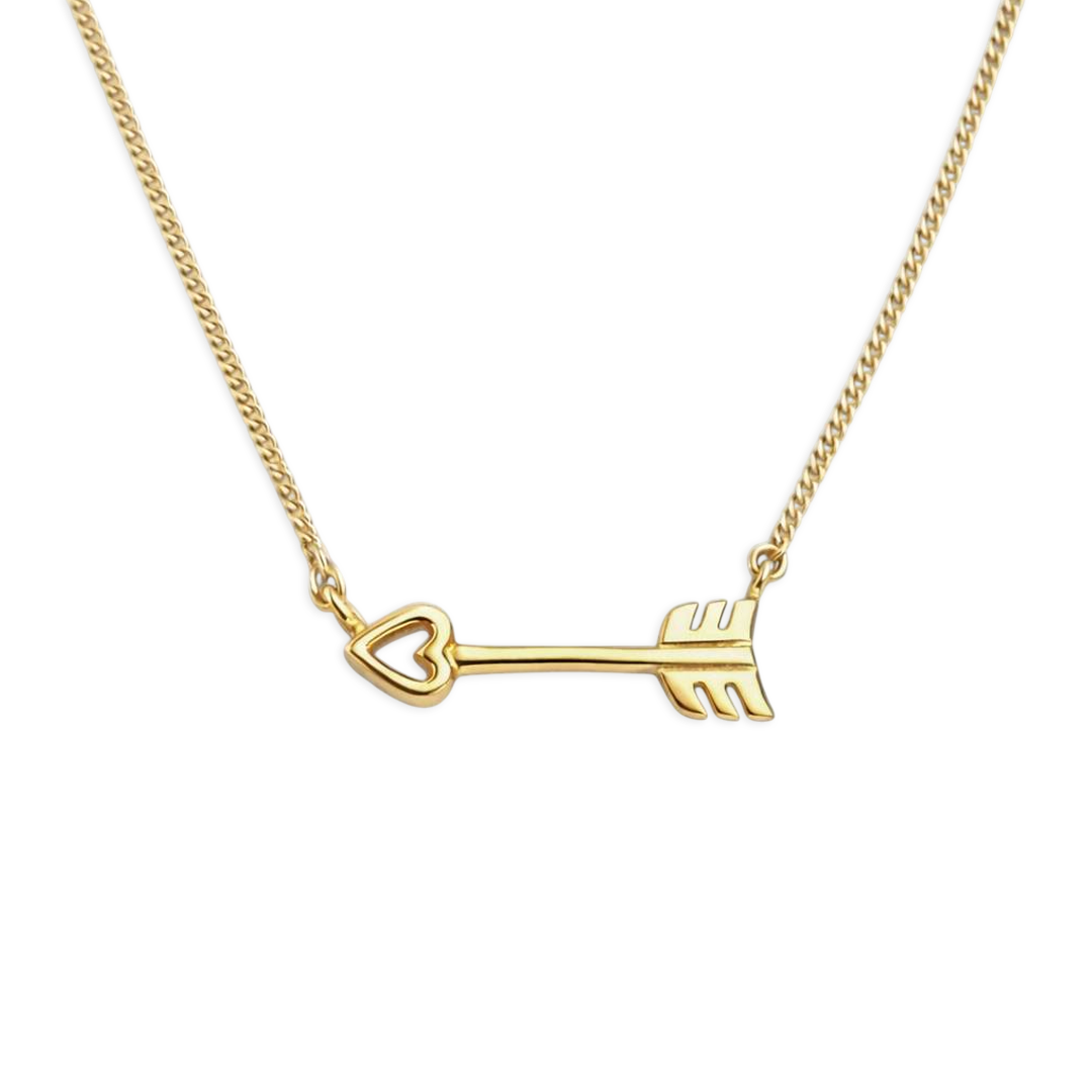 Collar Cupido corazón irdia - mediano plata con baño de oro