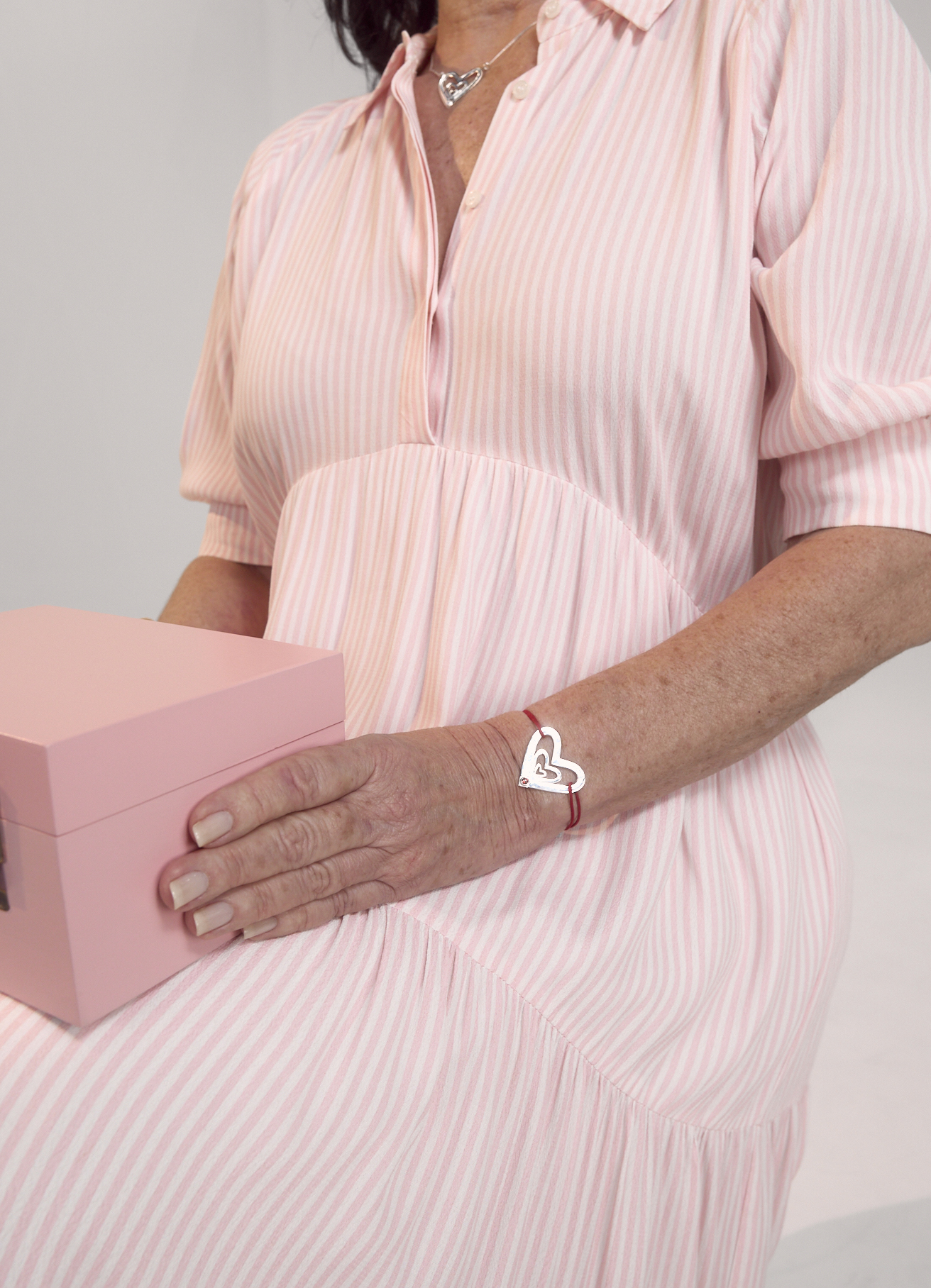 Brazalete Madre e Hijos - Corazón triple con piedra - Imagen 2